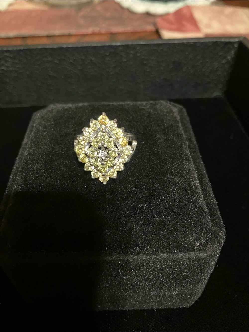 Yellow Cluster Gold-Tone Ring for Women